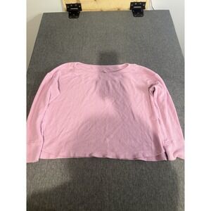 Anthropologie Daily Practice Waffle Knit Slightly Cropped Pink Long Sleeve Sz S